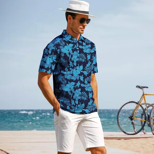 Miniatura 2 de Hawaiian Polo Shirts for Men, Quick Dry Men's Golf Shirts Short Sleeve Dry Fit Performance Golf Polo for Golf Hiking Horsing