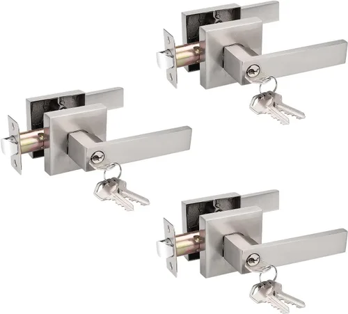 Miniatura 10 de Probrico - Paquete de 6 manijas de puerta para entrada de dormitorio interior, perillas de puerta con cerradura de una llave, entrada con llaves