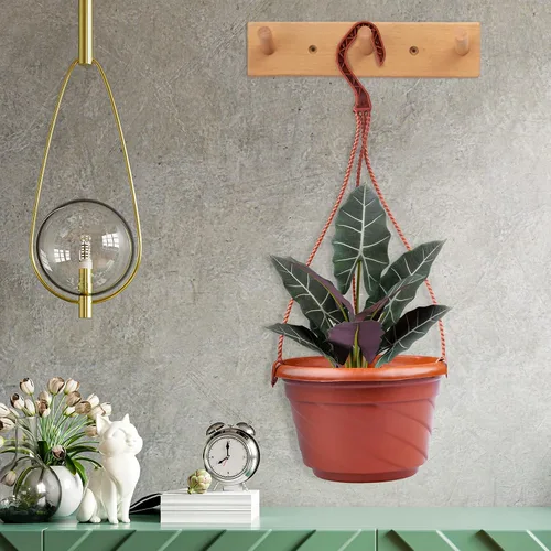 Miniatura 6 de 4 macetas colgantes de plástico, 5.9 pulgadas de diámetro x 3.54 pulgadas de alto, macetas pequeñas para plantas de flores, soporte de cadena
