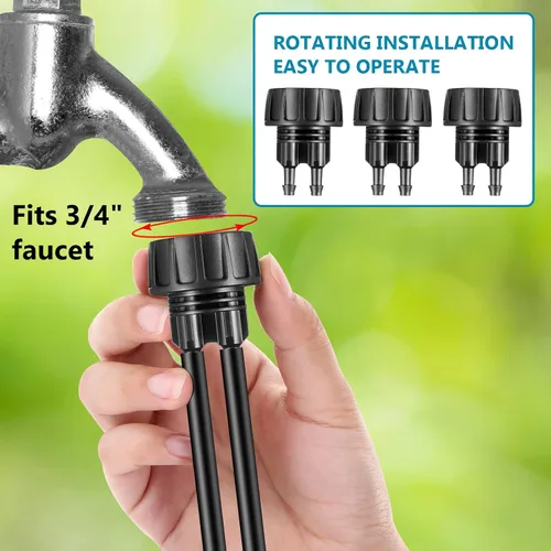 Miniatura 5 de Paquete de 5 adaptadores de manguera de riego por goteo, adaptador de manguera de riego por goteo, conector de grifo con arandelas para sistema