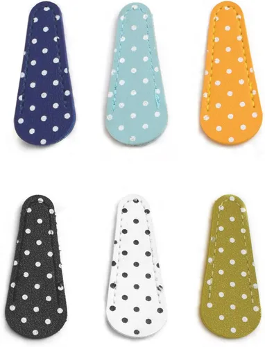 Funda de tijera multicolor con puntos, 6 piezas, piel sintética, ambidiestro, estilo lunares, protector de tijeras para cortar cabello, costura,