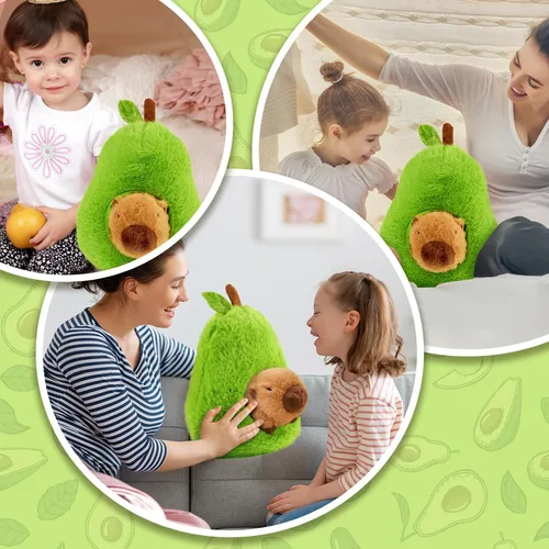 Miniatura 4 de CHDBLOCK - Peluche de capibara de aguacate de 13.77 pulgadas, animal de peluche suave, lindo almohadón de comida de aguacate para niños y adultos