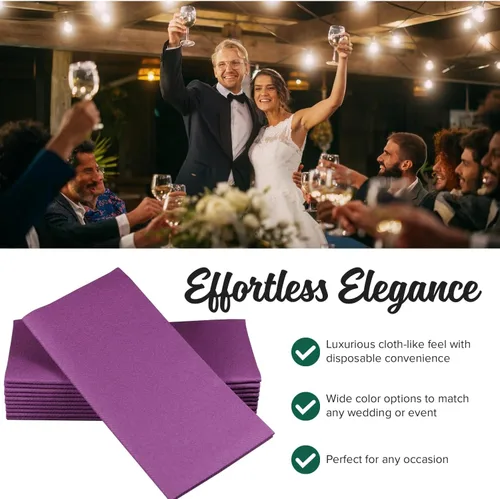Miniatura 3 de SimuLinen Servilletas de Cena Desechables Amethyst - Servilletas de Papel Moradas con Sensación de Lino Similar a Tela para Bodas, de Lujo 16"x16