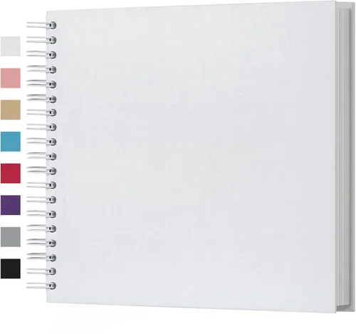 Miniatura 38 de potricher Álbum de scrapbook DIY de 10 x 10 pulgadas, 80 páginas de papel kraft grueso negro en blanco, libro de recuerdos para bodas y aniversarios