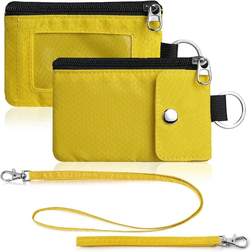 Miniatura 26 de Artpaxy Cartera minimalista para hombres y mujeres, llavero con bloqueo RFID, con cremallera, pequeña cartera con ventana de identificación, 2