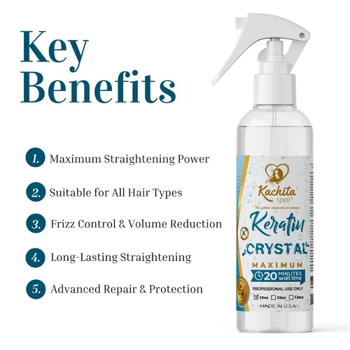 Miniatura 3 de Kachita Spell Keratina Crystal Máximo Tratamiento de Alisado Express en Spray de Queratina para el Cabello, 20 Minutos para Peinados Duraderos, Uso