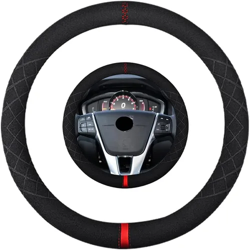 Miniatura 45 de Funda de volante de ante K LAKEY, compatible con Dodge Avenger Grand Caravan Challenger Charger, cubierta de volante deportiva antideslizante