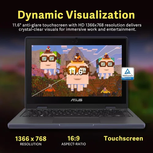 Miniatura 4 de ASUS BR1102FGA 11.6" 2-en-1 Laptop táctil resistente a golpes y derrames, Intel Celeron N100, 4GB RAM, 288GB de almacenamiento