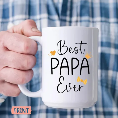 Miniatura 2 de Taza con texto en inglés "Best Papa Ever", tazas personalizadas para papá, tazas con foto personalizadas, regalos de hijo, hija, niños, taza de Taza