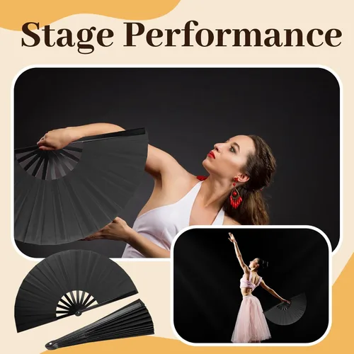 Miniatura 6 de Juego de 8 ventiladores plegables grandes para baile de línea y estallido, botas en el suelo, ventiladores de mano con mangas de abanico, ventilador