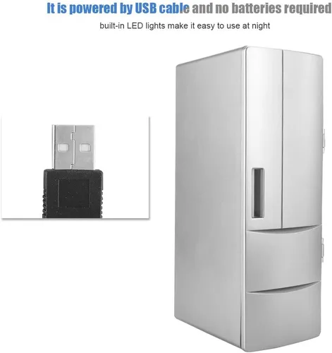 Miniatura 8 de Mini refrigerador USB, portátil, PCUSB, nevera, escritorio, USB, nevera, bebidas, enfriador/calentador, refrigeradores mini para laptop, PC y coche