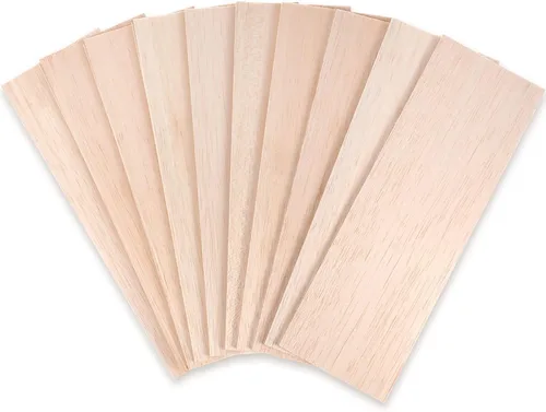 Namalu 10 paquetes de hojas de madera de balsa de 12 x 4 x 0,12 pulgadas - 3 mm de espesor, tablas de madera sin acabar para manualidades, casa,