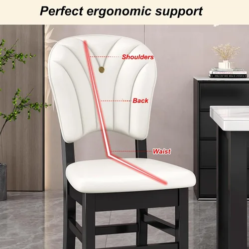 Miniatura 4 de Upholstered Leather Dining Room Chairs, Dining Chairs Set Kitchen Chair with Solid Wood Legs, Dining Room Side Chair for Bedroom, Vanity, Living