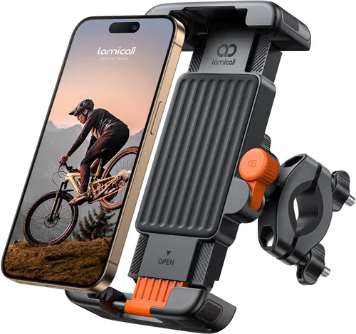Lamicall Soporte para Teléfono de Bicicleta y Motocicleta - [Bloqueo Rápido 1s] Clip Portátil para Teléfono Celular de Bicicleta, Abrazadera para