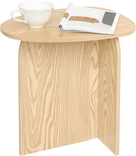Miniatura 9 de AWASEN Mesa auxiliar, pequeña mesa auxiliar triangular para sala de estar, mesa decorativa moderna con mesa única, mini mesita de noche para Marrón