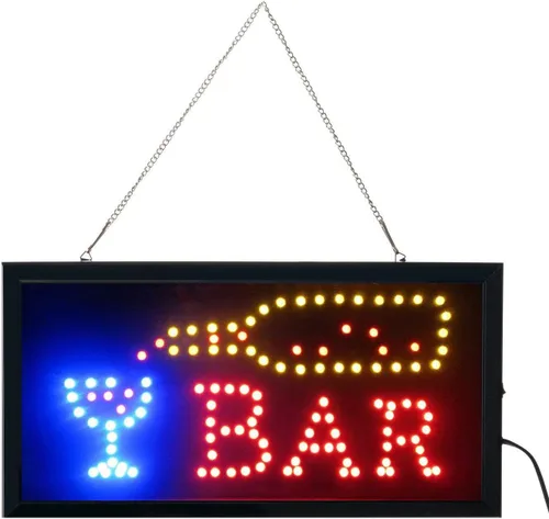 Letrero de luz de neón LED con animación de encendido/apagado y encendido/apagado, dos interruptores para negocios (letrero de barra L02)