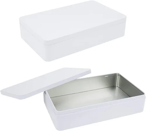 Coshar Contenedores rectangulares con tapa, organizador grande de almacenamiento de latas vacías para cosméticos, aperitivos, dulces, hierbas y ropa