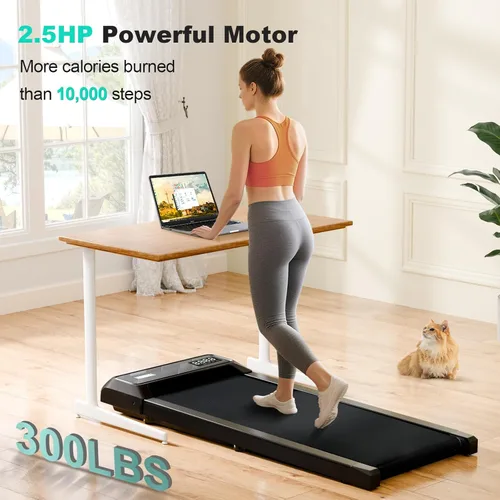 Miniatura 3 de Caminadora 3 en 1 para usar debajo del escritorio para oficina en casa con motor de 2.5 HP/4.0 MPH/45 dB, almohadilla para caminar con mango de Negro
