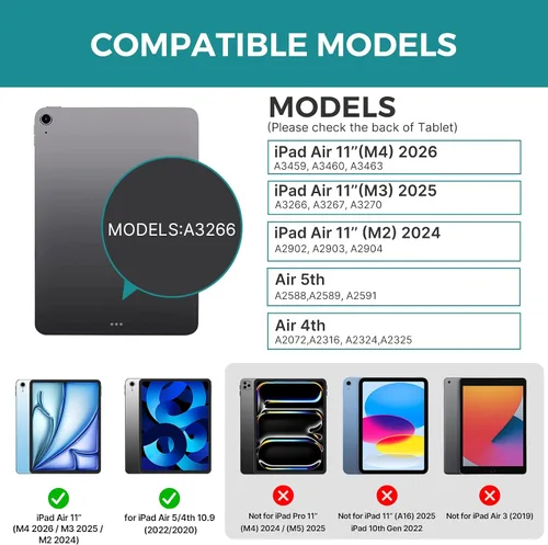 Miniatura 2 de typecase Funda con teclado táctil con trackpad para iPad Air de 11 pulgadas (M3 2025 / M2 2024) 2024: rotación de 360° - retroiluminación de 11