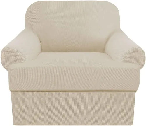 Miniatura 14 de Juego de fundas para sillas con cojines en T de 2 piezas, funda de sofá elástica para sillones y sillas con cojines en T