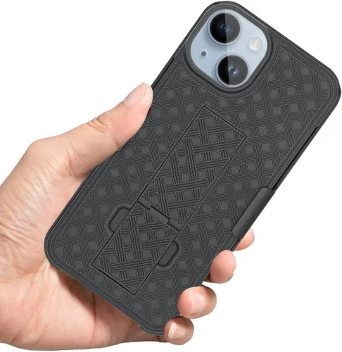 Miniatura 7 de Fingic Compatible con iPhone 14, iPhone 13 Funda con clip para cinturón, carcasa delgada combinada con soporte giratorio para cinturón, funda