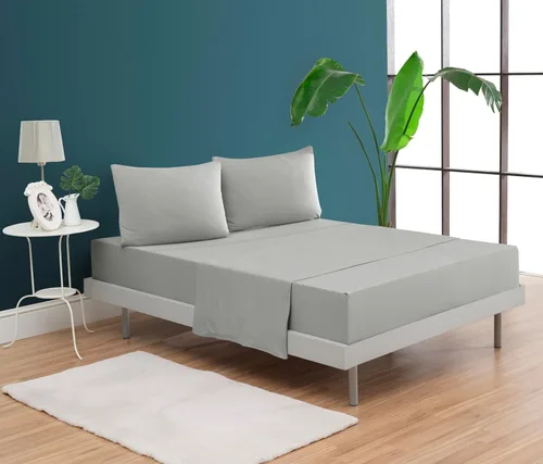 Miniatura 3 de Juego de sábanas de cama 100% algodón con bolsillo profundo - Tejido jersey de camiseta - Extra suave - Fácil ajuste - Juego de 4 piezas con fundas