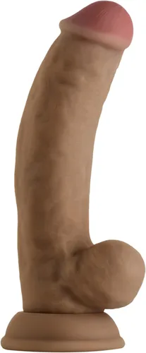 Miniatura 7 de Model C - Consolador realista curvado hacia abajo con bolas, juguetes sexuales de silicona líquida de doble densidad para mujeres y hombres
