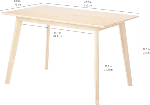 Miniatura 3 de Amazon Basics Mesa de comedor rectangular de madera maciza con certificación FSC, fácil de montar, 29.5 pulgadas de profundidad x 47.2 pulgadas