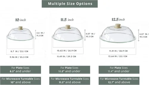 Miniatura 4 de OEC Cubierta de vidrio templado para salpicaduras de microondas, 10 pulgadas (diámetro interior de 8.7 pulgadas), resistente al calor, tapa