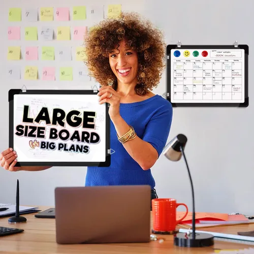 Miniatura 5 de Polegas Calendario de pizarra blanca de borrado en seco, pizarra blanca magnética de borrado en seco, calendario mensual de 16 x 12 pulgadas