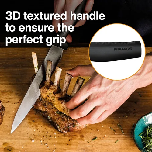 Miniatura 5 de Fiskars Cuchillo de tallar de 8.5 pulgadas de borde duro, hoja de acero inoxidable japonesa que se mantiene afilada para el uso diario, mango