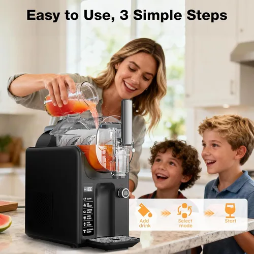 Miniatura 4 de Máquina de granizado para el hogar, máquina de granizado y helado de 85 onzas, no necesita hielo, máquina de bebidas congeladas con 5 ajustes