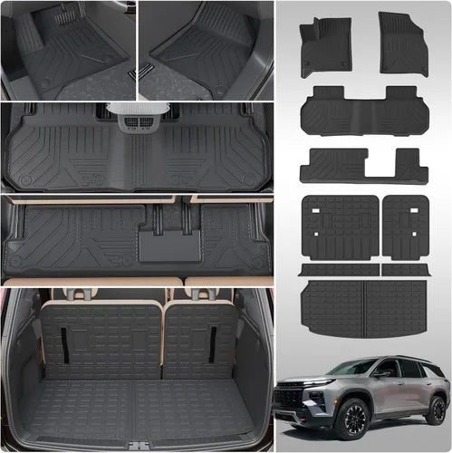 Miniatura 35 de Alfombrillas de Piso Compatibles con Ford Explorer 2020-2026 de 6 Asientos, Alfombrilla de Maletero, Forro de Carga TPE, Protector de Asiento