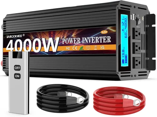 Inversor de corriente de 4000 vatios de 12 V CC a 110 V 120 V convertidor para familia RV sistema solar fuera de la red coche con puertos tipo C 3