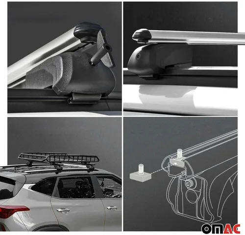 Miniatura 4 de OMAC Portaequipajes con cerradura para Mazda CX-50 2023-2024, color gris, antirrobo, para viajes, kayak, canoa, surf, esquí, snowboard, camping