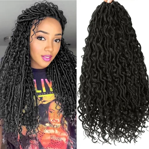 Miniatura 25 de Alicoco Goddess Locs Cabello de Ganchillo 12 Pulgadas 8 Paquetes Rastas Sintéticas de Ganchillo Para Mujeres Rastas Suaves Boho Pre-enrolladas River