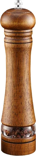 Miniatura 12 de Rectificadora de sal y pimienta de madera de acacia, molienda de cerámica duradera, máquina de pulir manual de anillo de acero con grosor ajustable