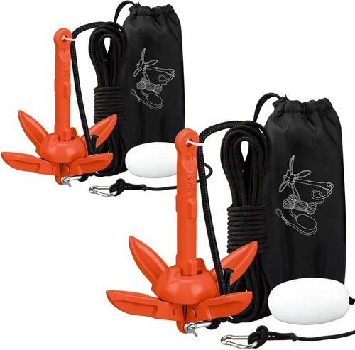 Miniatura 44 de Lounsweer Paquete de 2 anclajes de kayak marino de 1.5/3.5 libras, kit de anclaje plegable para barco, kayak, pesca, accesorios para botes pequeños