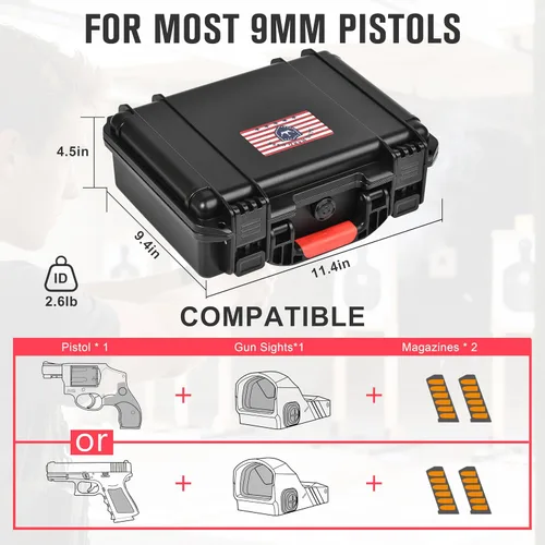 Miniatura 3 de Kinghardcase Estuche para Armas para Pistolas Aprobado por la TSA Estuche de Viaje para Armas de Fuego Estuche Duro para Pistola Glock Estuche