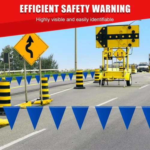 Miniatura 4 de Banderines de advertencia de seguridad de 105 pies – Banderas triangulares multiusos OSHA de alta visibilidad para valla exterior, trabajos
