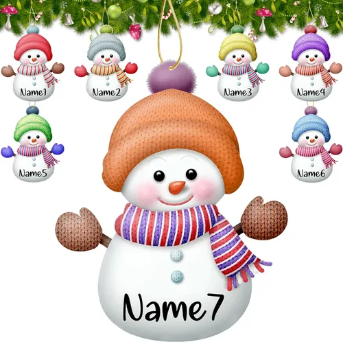 Miniatura 9 de 7 adornos de Navidad personalizados con nombre personalizado muñeco de nieve para árbol de Navidad, decoraciones colgantes regalos personalizados