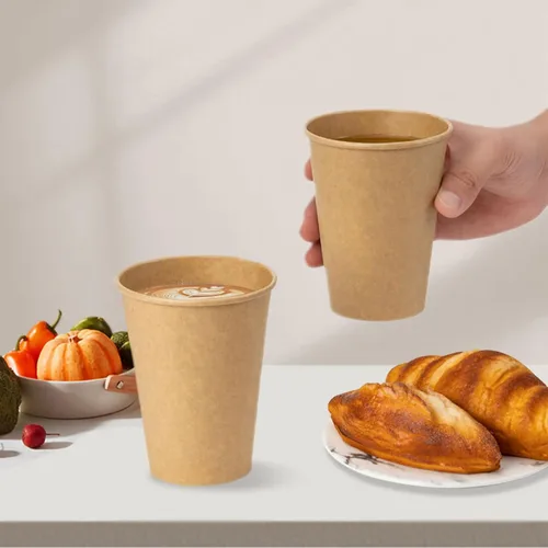 Miniatura 3 de RACETOP Paquete de 100 tazas de café de 12 onzas, tazas de café desechables, vasos de papel Kraft, tazas calientes sin blanquear para el hogar