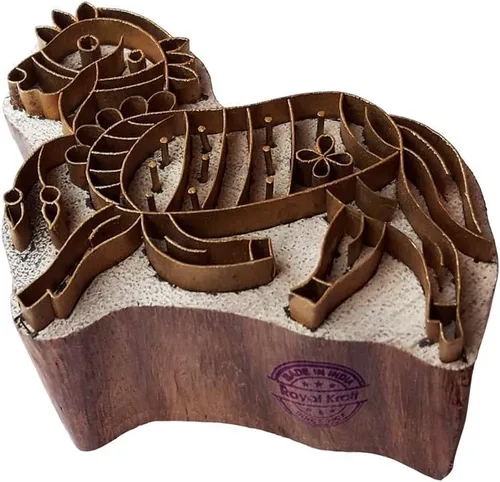 Miniatura 49 de Sello de Arcilla de Madera con Patrón de Loto de Latón para Impresión Rural BSCtag001
