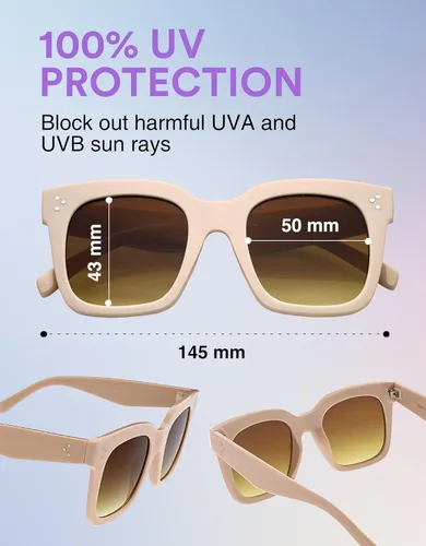 Miniatura 75 de zeroUV - Gafas de sol cuadradas retro de moda de gran tamaño para mujer estilo vintage 1.969 pulgadas