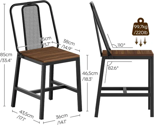 Miniatura 3 de YATINEY CY01L4BH - Juego de 4 sillas de comedor de madera, sillas de comedor de granja con soporte trasero, para sala de estar, cocina, nogal oscuro