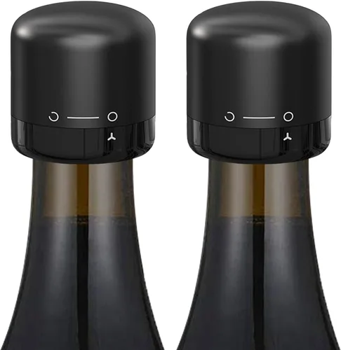 Tapón de vino para vino, paquete de 2 tapones de botella de vino sellado de silicona, sellador de vino reutilizable de giro para sellar, tapón de