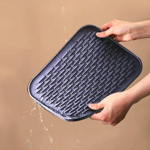 Miniatura 6 de Tapete pequeño para secar platos, tapetes de silicona para encimera de cocina, 11.5 x 9.1 pulgadas, para estante sobre el fregadero, ollas