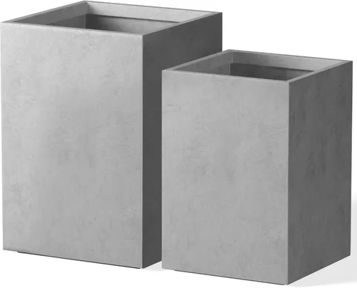 Miniatura 22 de Kante Macetas rectangulares de hormigón de 18.5 pulgadas de alto, macetas ligeras para interiores y exteriores con orificio de drenaje y tapón