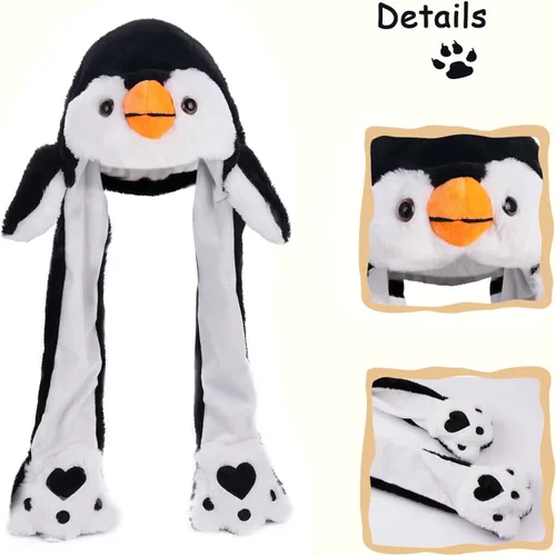 Miniatura 6 de Arcimatto Sombrero de animal para disfrazarse, fiesta de cosplay, Navidad, vacaciones, lindo gorro con solapa para niños y adultos