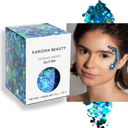 Miniatura 8 de KARIZMA Purpurina iridiscente. Cara gruesa, cabello, ojos y cuerpo de 1.06 oz para mujeres. Rave, accesorios para festivales, maquillaje cosmético.